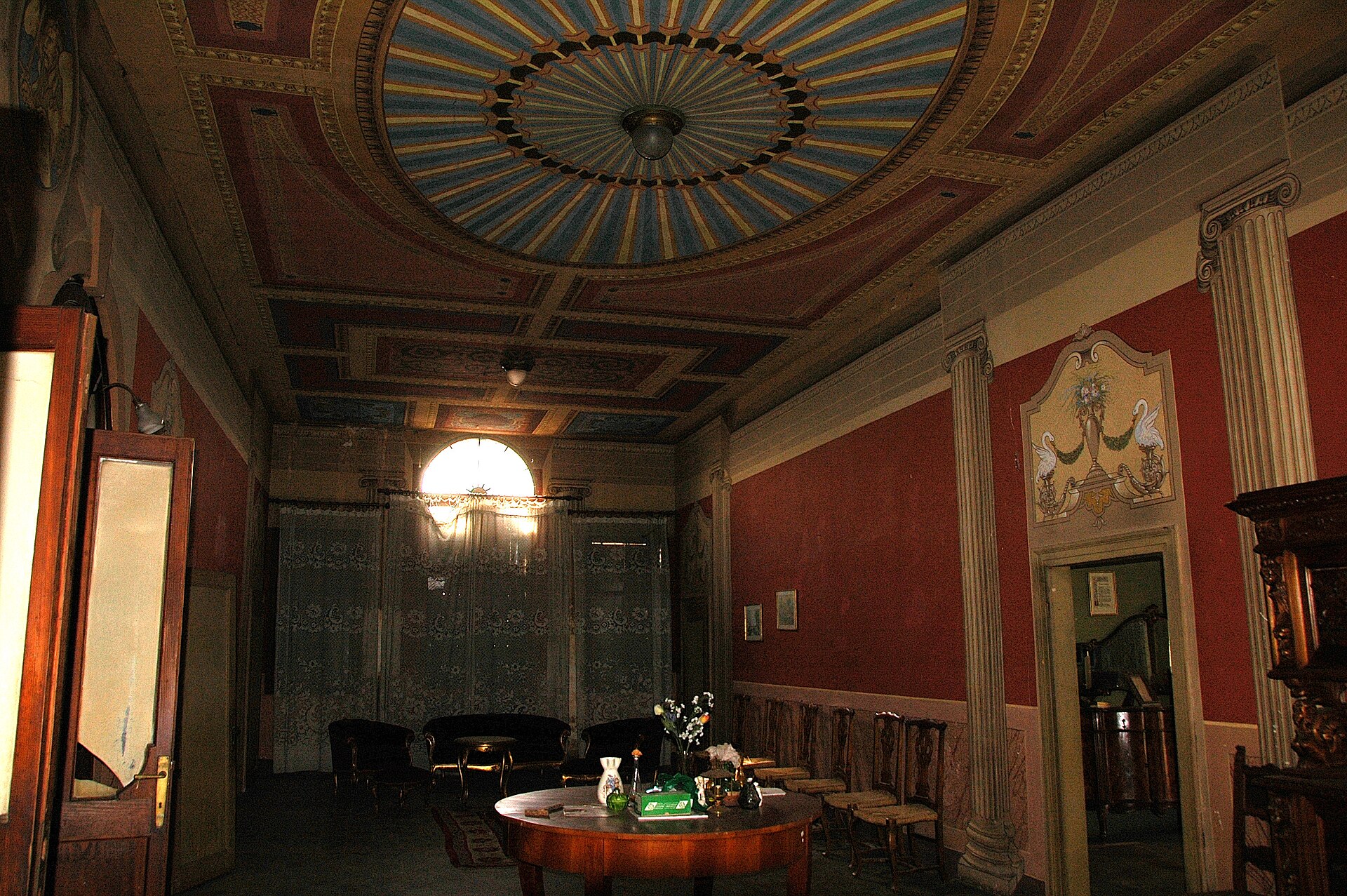 Frescoed hall on the piano nobile of a Venetian villa, an example of historic heritage in need of conservation