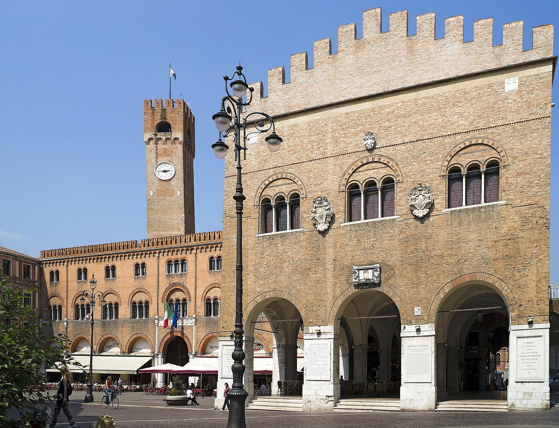 Piazza dei Signori and the Palazzo dei Trecento in the historic centre of Treviso