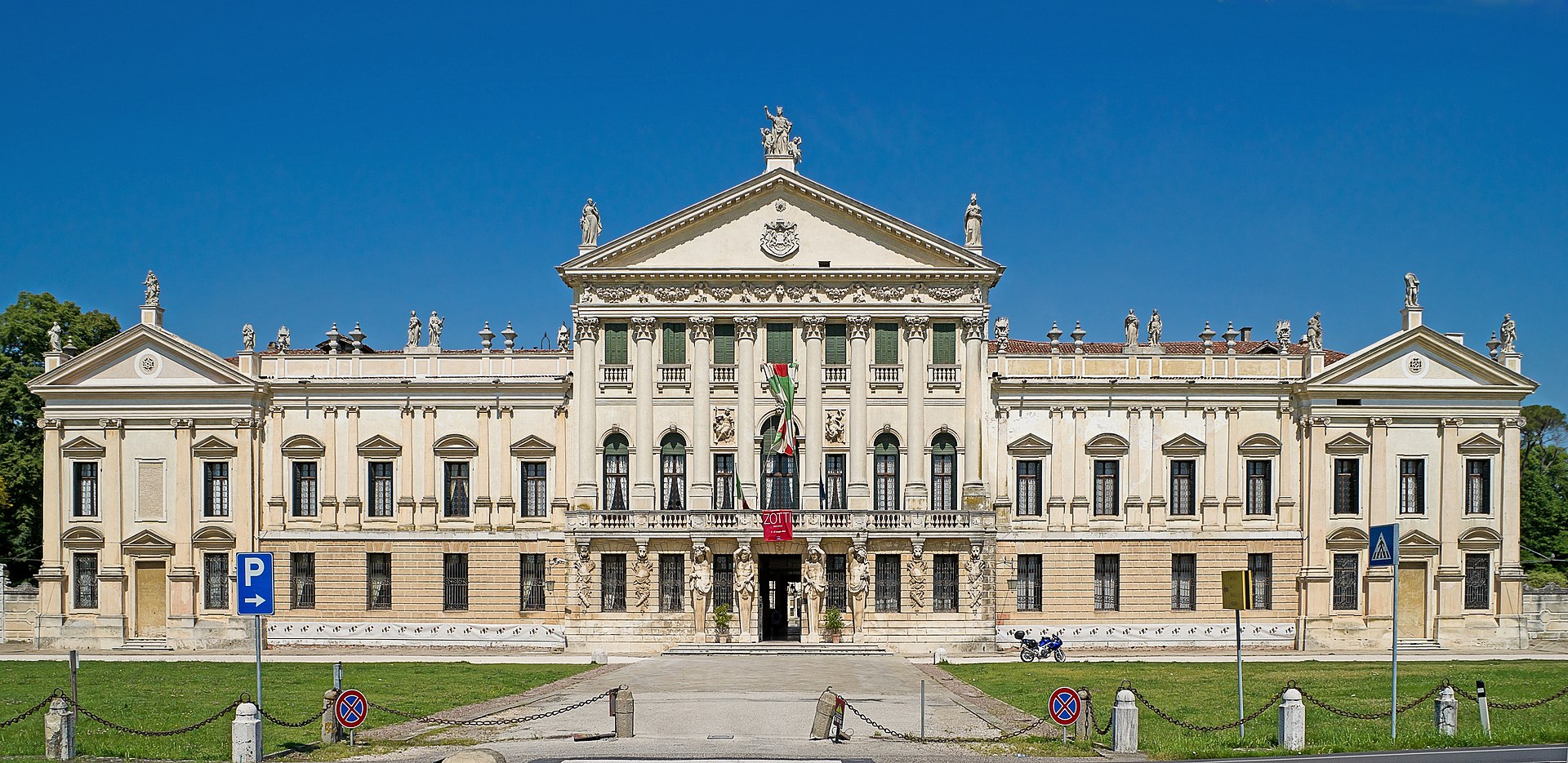 The monumental facade of Villa Pisani at Stra, on the Brenta Riviera